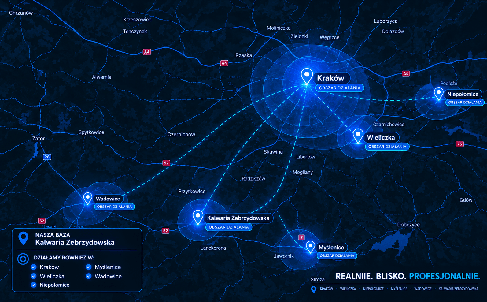 Mapa obszaru działania ADMIC GARAGE